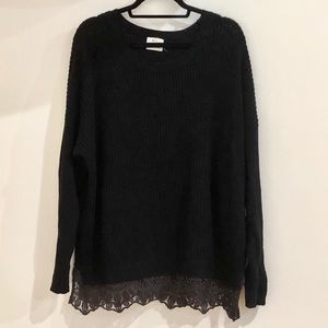 Cozy lace trimmed sweater